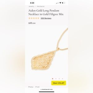 Kendra Scott Aiden Gold Long Pendant Necklace in Gold Filigree Mix